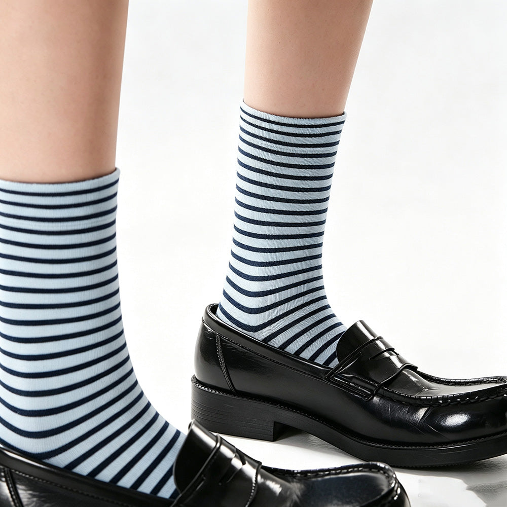 Color Block Striped Crew Socks - DippedShop Wholesale - #7891