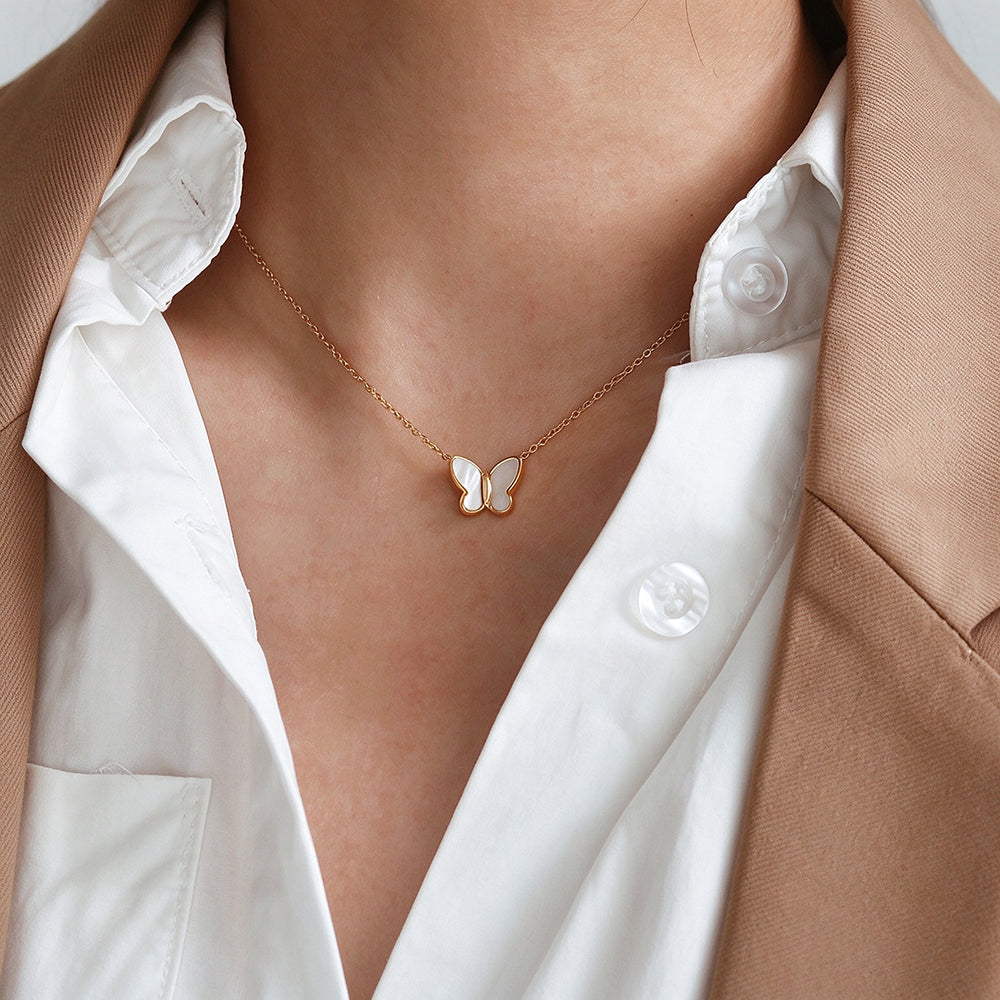Butterfly Pendant Choker Necklace - DippedShop Wholesale - #3395
