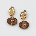 Chunky Irregular Gold Plated Resin Drop Earrings 6W6JER946