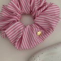Soft Large Pink Striped Elastic Hair Scrunchie 6W6HSR473