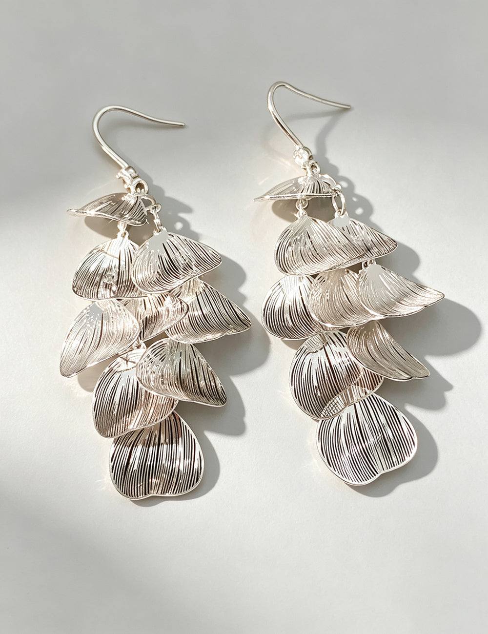Boho Gold Plated Layered Floral Leaf Dangle Earrings 6W6JER709