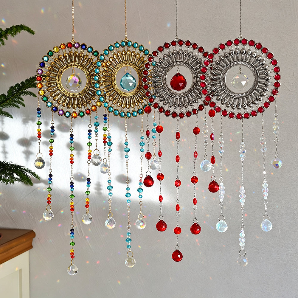 Multicolor Large Flower Wreath Crystal Sun Catcher 6H7HLS207