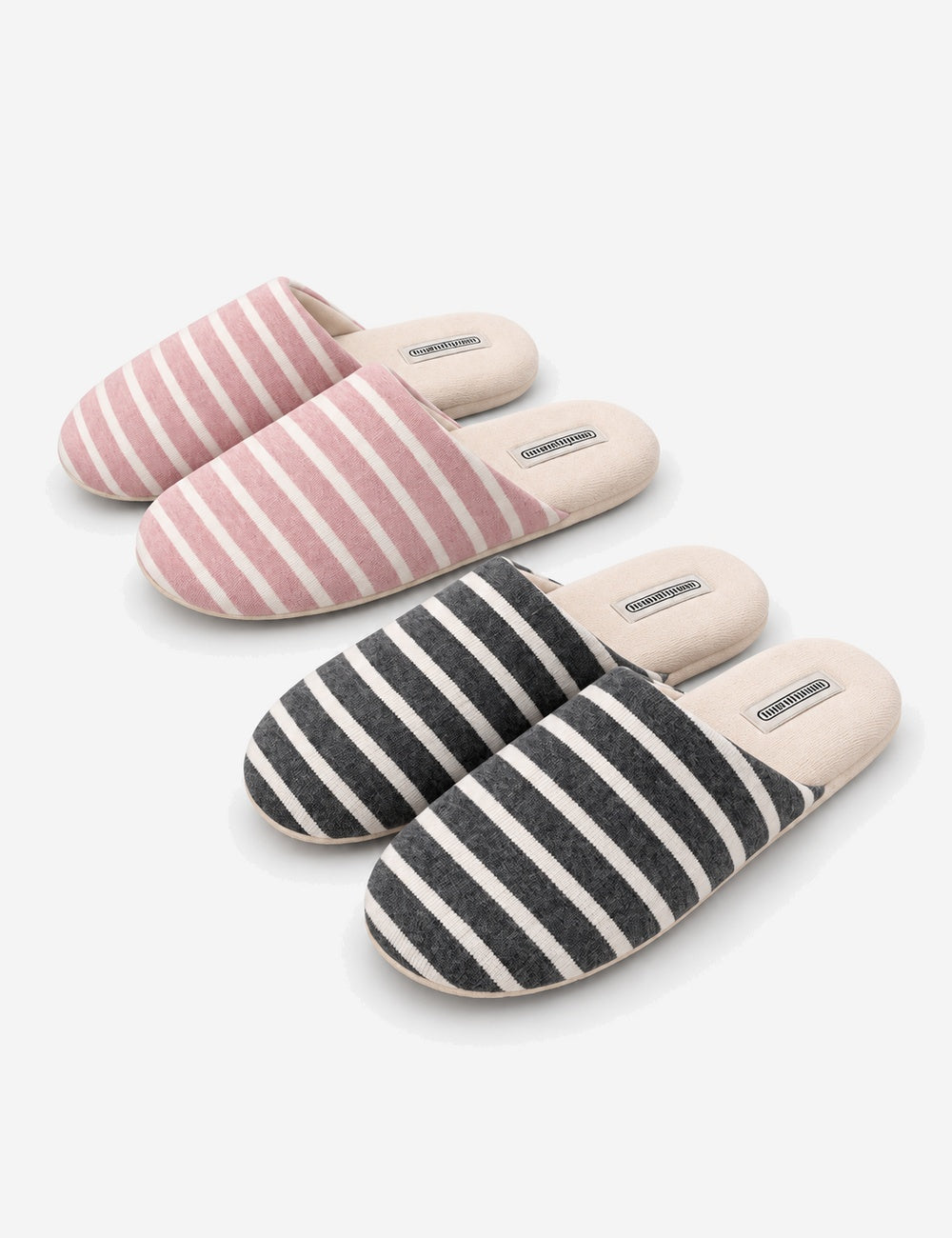 Minimalist Striped Closed-Toe Quiet Indoor Slippers 6W8FSP230