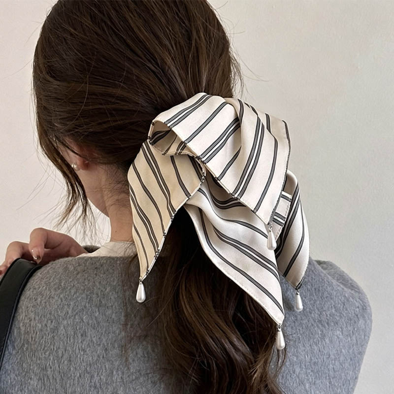 Minimalist Striped Pearl Square Hair Scrunchies MK2BW6W6HSR65