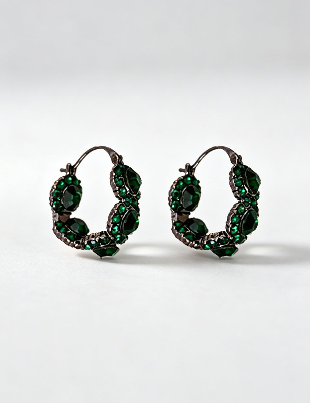 Green Emerald Crystal Hoop Earrings 6W6JER785