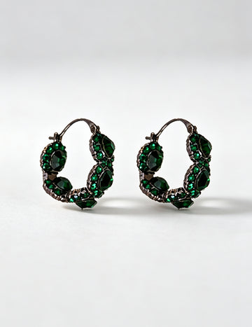 Green Emerald Crystal Hoop Earrings 6W6JER785