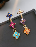 Sweet Rhinestones Floral Pendant Drop Earring 6W6JER817