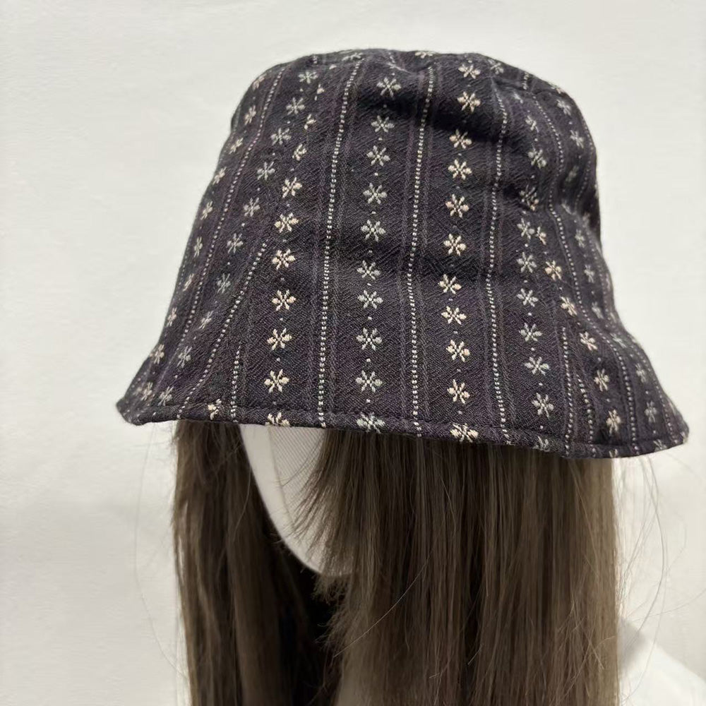 Vintage Floral Embroidery Cotton Bucket Hat 6W6HAT800