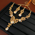 Vintage Gold Plated Rhinestone Hollow Droplet Pendant Necklace 6W6JNC941