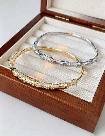 Vintage Gold Plated Bamboo Buckle Bracelet 6W6JBR698