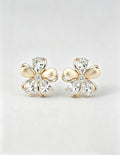 Elegant Gold Plated Cubic Zirconia Flower Stud Earrings 6W6JER725