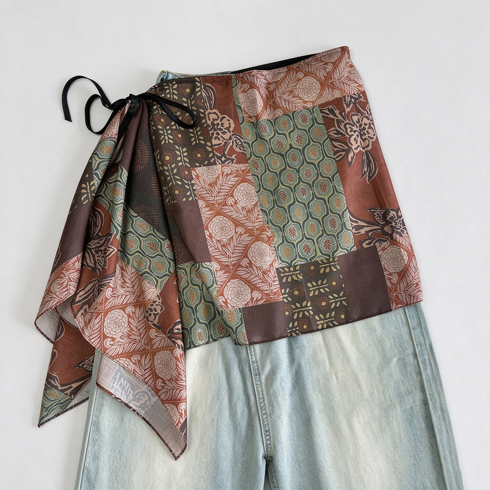 Boho Style Paisley Print Layering Skirt Hip Scarf 6W1SL47