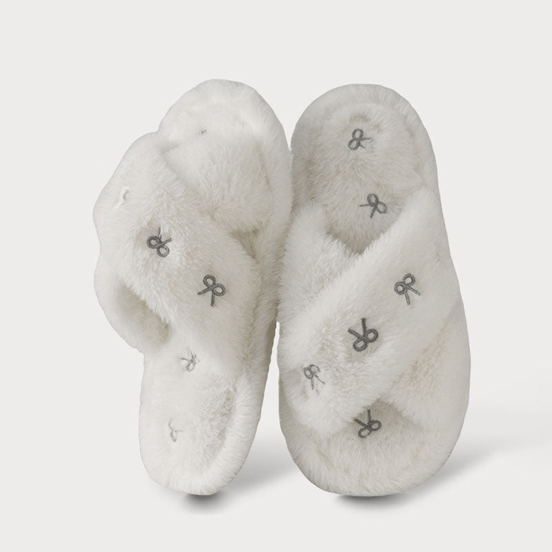 Fluffy Bowknot Indoor Slippers - DippedShop Wholesale - #5795