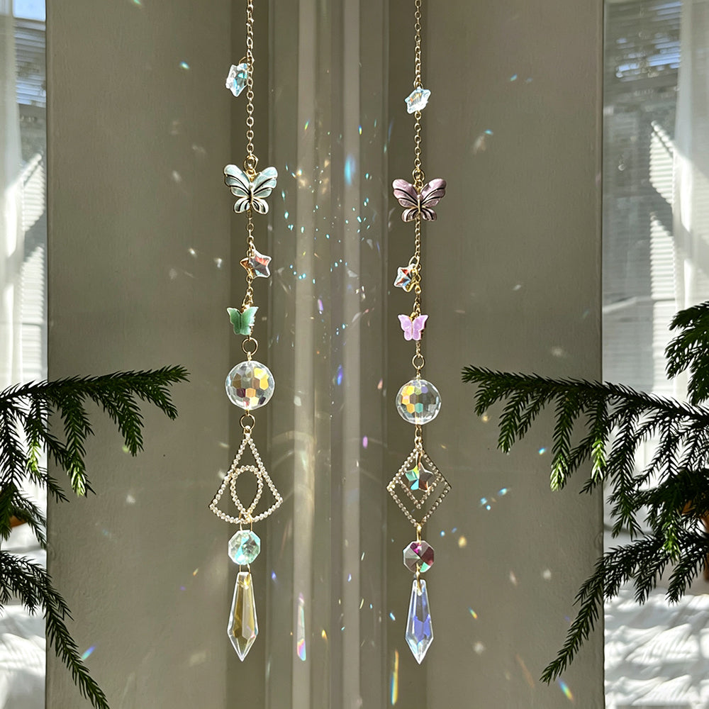 Butterfly Crystal Wind Chime Suncatcher - DippedShop Wholesale - #3779