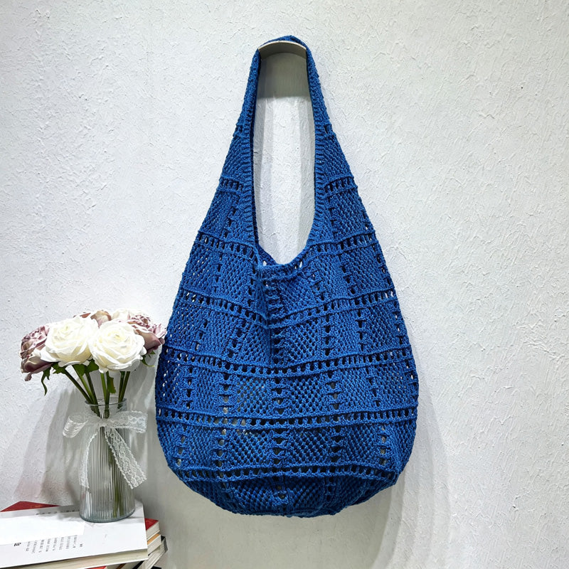Casual Solid Color Hollow Beach Tote Bag 6W10BBG1779