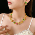 Vintage Rhinestone Floral Geometry Chain Necklace 6W6JNC919