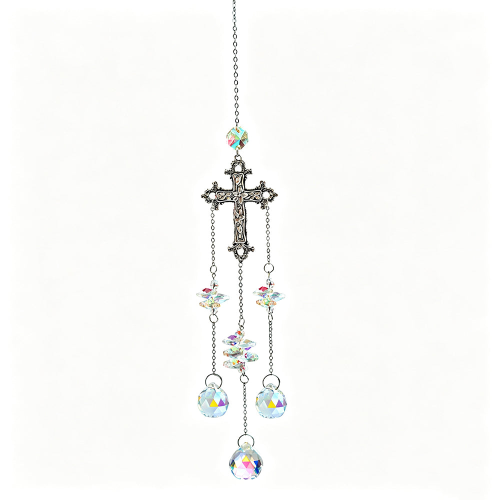 Vintage Gothic Cross Pendant Crystal Sun Catcher 6H7HLS196
