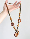 Wooden Floral Beaded Necklace - DippedShop Wholesale - #4371
