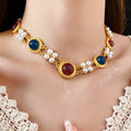Vintage Artificial Pearl Geometry Shape Chain Necklace 6W6JNC930