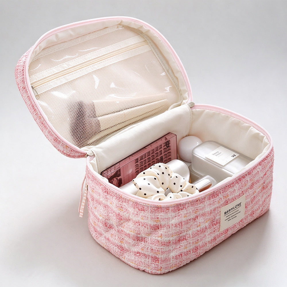 Tweed Makeup Bag - DippedShop Wholesale - #9875