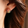 Multi-Color Zircon Flower Earrings 6W6JER784