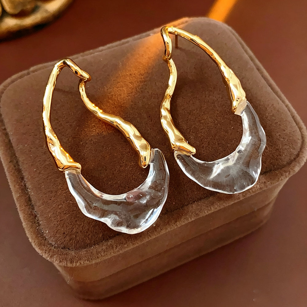 Chunky Gold Plated Teardrop Statement Stud Earrings 6W6JER768