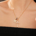 Stylish Gold Plated Rhinestone Cross Pendant Necklace 6W6JNC964