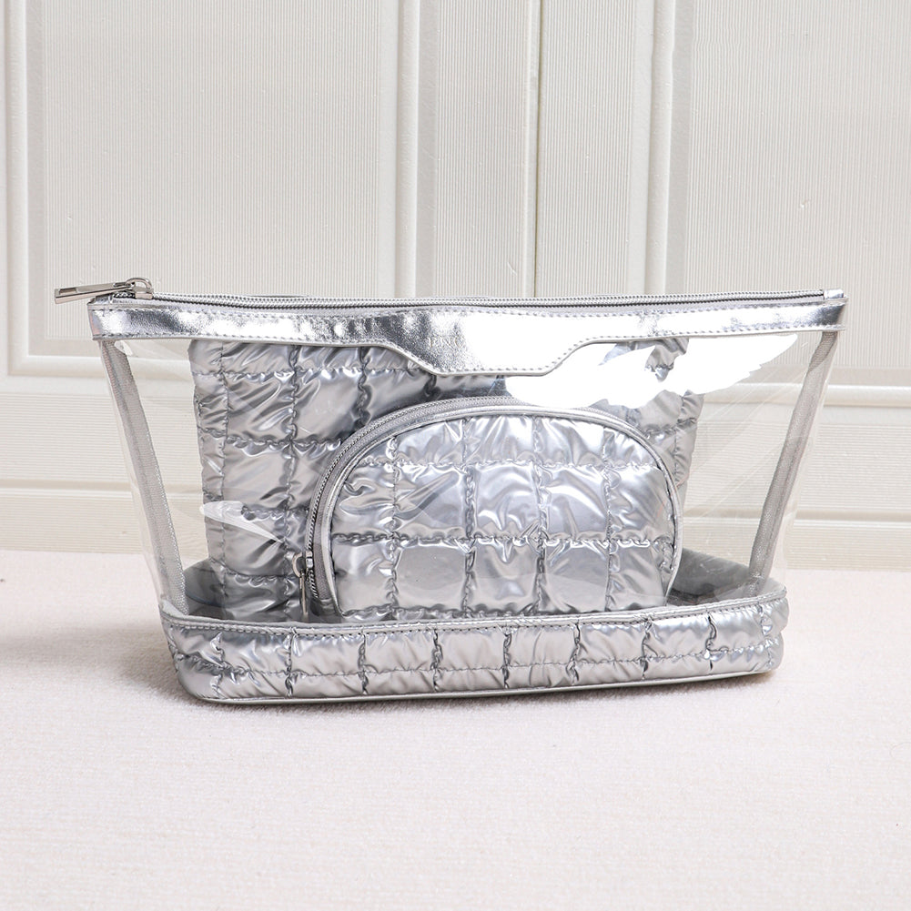 Minimalist Solid Color Quilt Shell Cosmetic Bag 6C5CO271