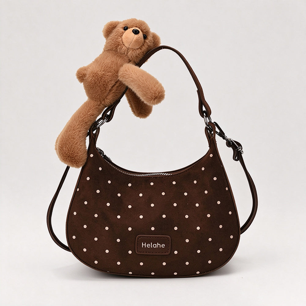 Sweet Plush Bear Charm Polka Dot  Shoulder Bag 6W10BBG2478