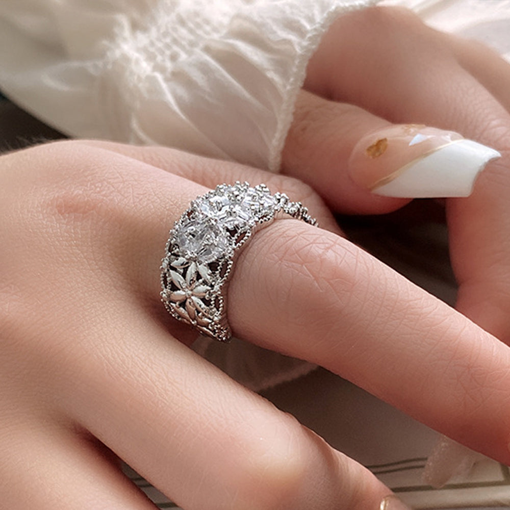 Sparkly Cubic Zirconia Hollow Out Open Ring 6W6JRG367