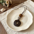 Wooden Geometric Pendant Necklace - DippedShop Wholesale - #7955