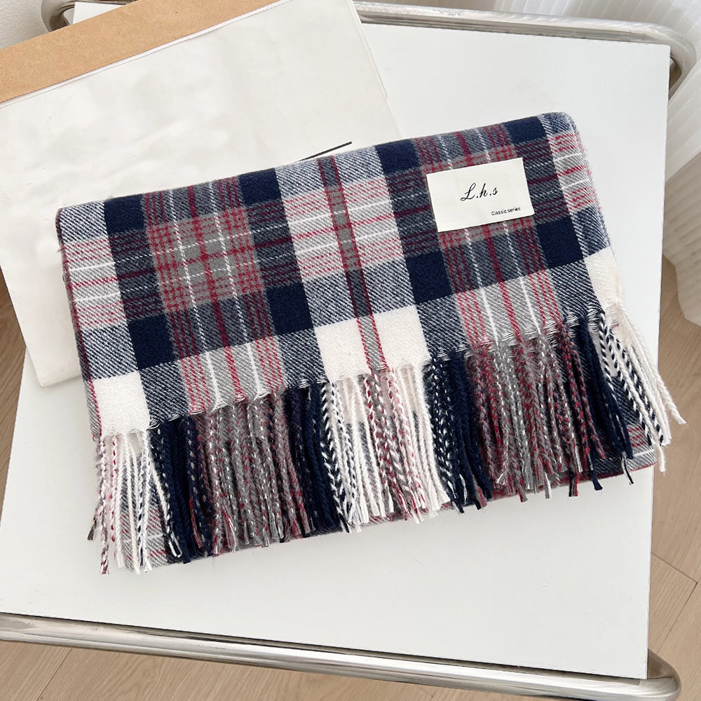 Plaid Tassel Shawl Scarf - DippedShop Wholesale - #3411