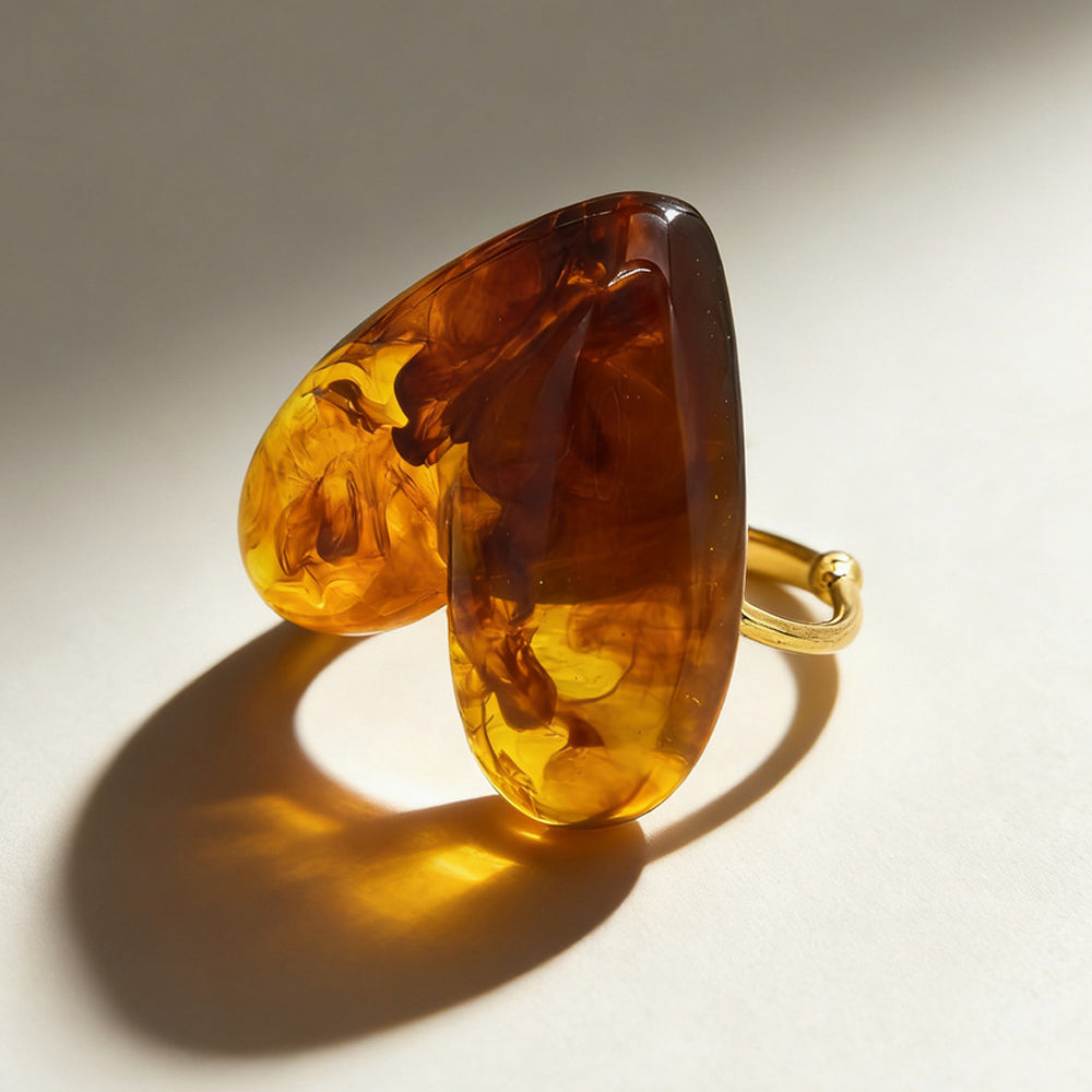 Resin Heart Adjustable Ring - DippedShop Wholesale - #3555
