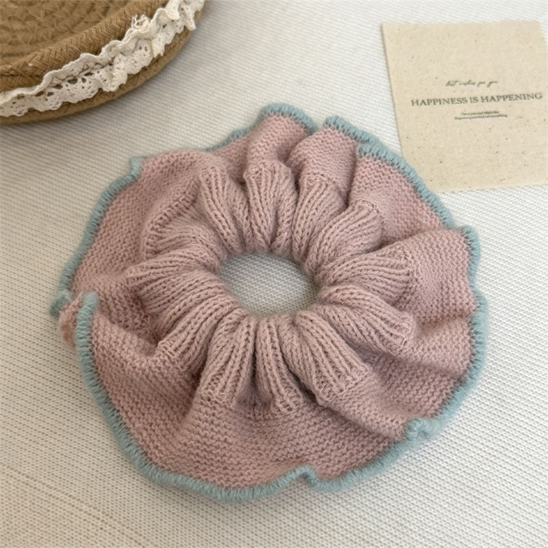 Chic Color Block Handmade Knit Scrunchies 6W6HSR382