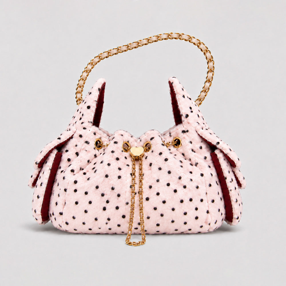 Plush Polka Dot Chain Crossbody Shoulder Bag 6W10BBG2404