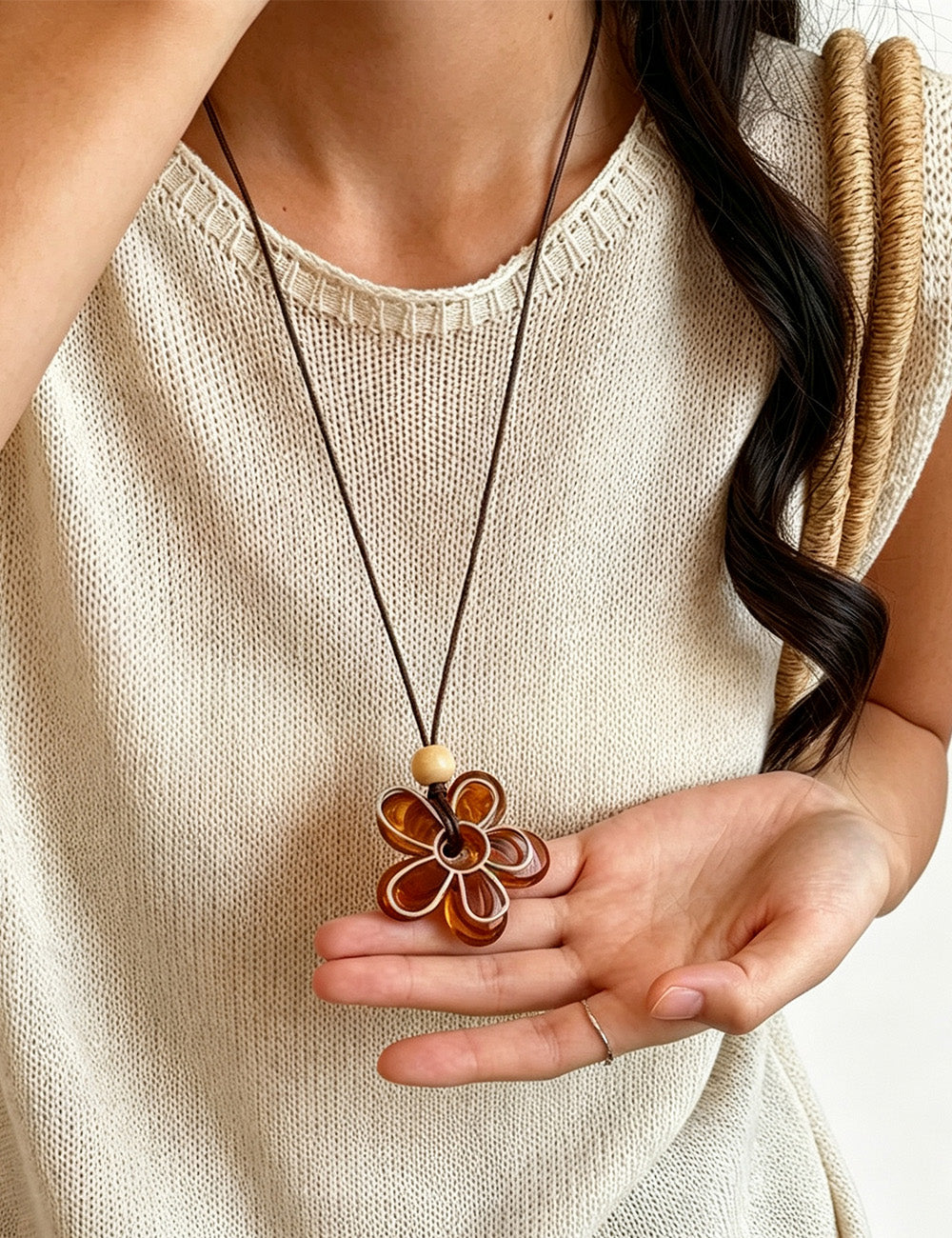 Boho Flower Pendant Necklace - DippedShop Wholesale - #8099