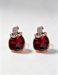 Wine Red Crystal Square Stud Earrings 6W6JER787