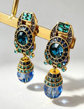 Retro Blue Rhinestone Crystal Dangle Earrings 6W6JER711