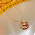 Elegant Colorful Rhinestones Floral Pendant Choker Necklace 6W6JNC928