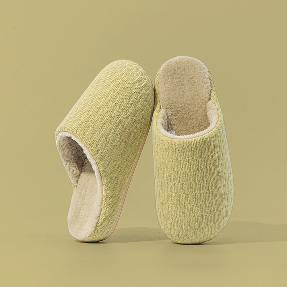 Soft Fleece-Lined Solid Color Winter Slippers 6W8FSP294