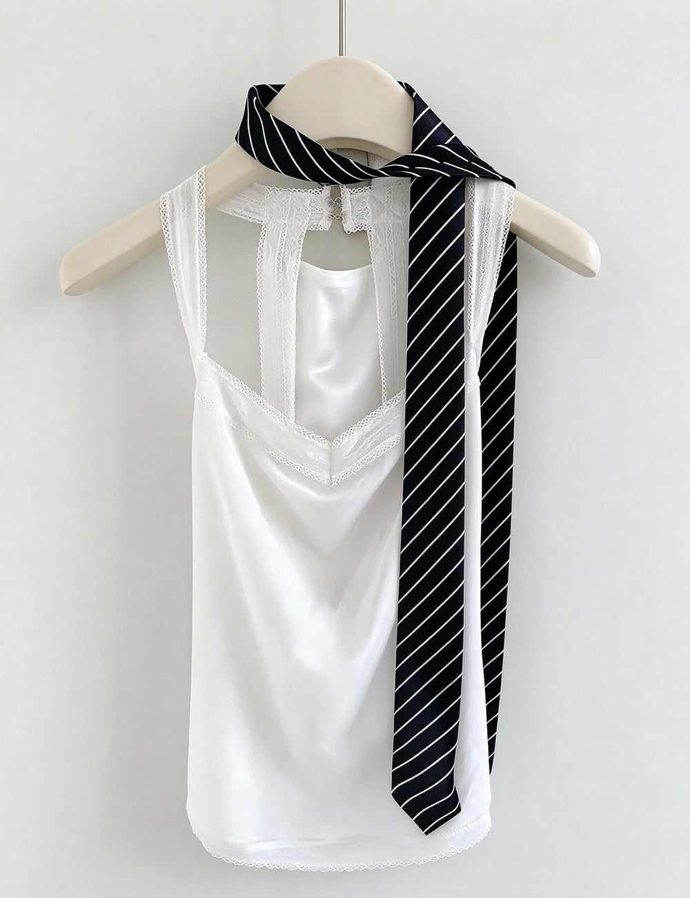 Minimalist Color Block Striped Wide Silk Belt 6W6JBT238