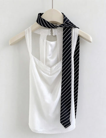 Minimalist Color Block Striped Wide Silk Belt 6W6JBT238