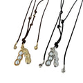 Simple Pea Pod Pearl Pendant Cord Necklace 6W6JNC1013