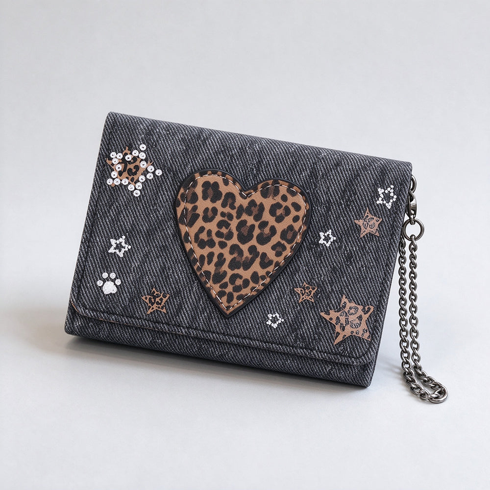Leopard Print Heart Wallet - DippedShop Wholesale - #1235