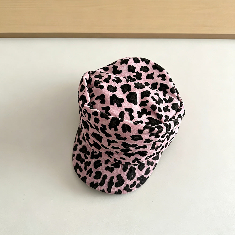 Fashion Ruched Leopard Print Flat Baseball Cap 6W6HAT795