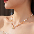 Stylish Rhinestone Eight-Star Pendant Pearl Necklace 6W6JNC969