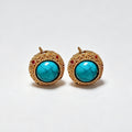 Vintage Oval Turquoise Gold Plated Stud Earrings 6W6JER710