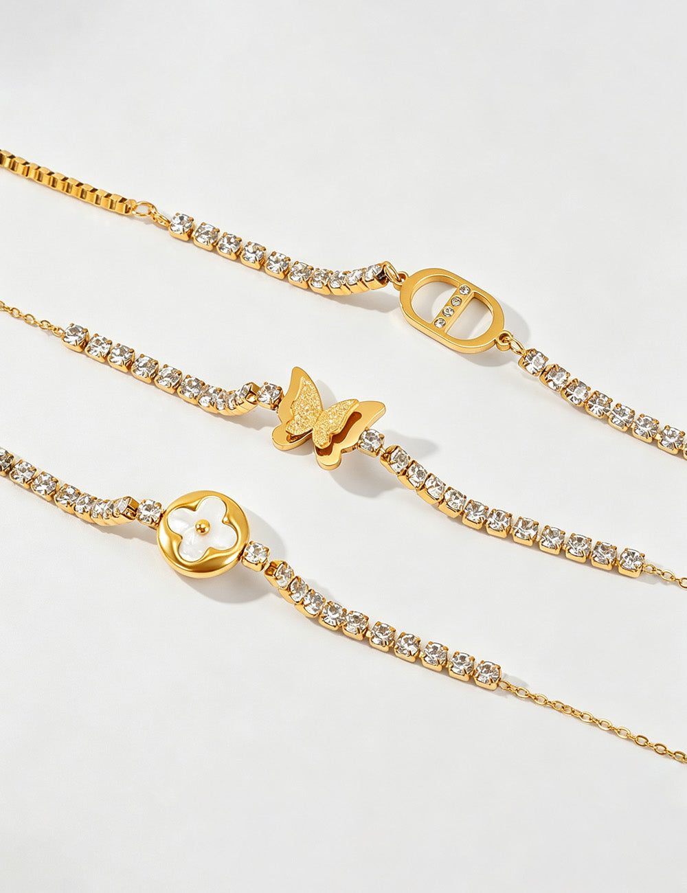 Stylish Rhinestone Four-Leaf Clover Chain Bracelet 6W6JBR518