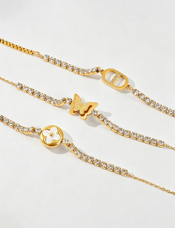 Stylish Rhinestone Four-Leaf Clover Chain Bracelet 6W6JBR518