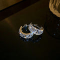 Trendy Sparkly Rhinestone C-Shaped Hoop Earrings 6W6JER726